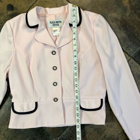 Plaza South Petite Women’s Barbie Pink Blazer Black Outline 10P - Picture 5 of 9